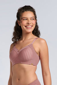 Amante Non Padded Non Wired Contour Comfort Minimizer Bra - Old Rose — thumbnail 3